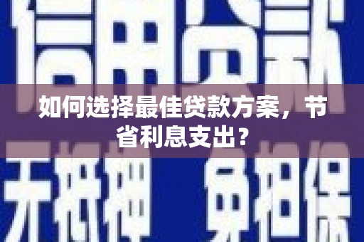扶风如何选择最佳贷款方案，节省利息支出？