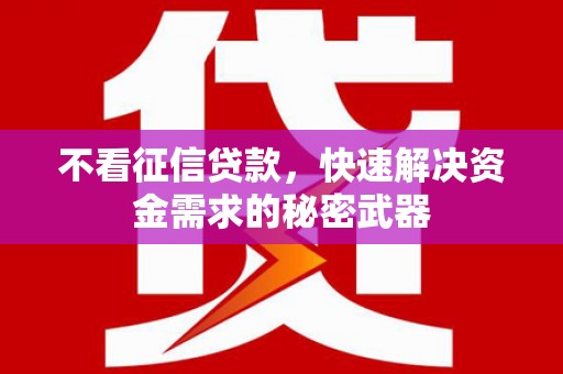 扶风不看征信贷款，快速解决资金需求的秘密武器