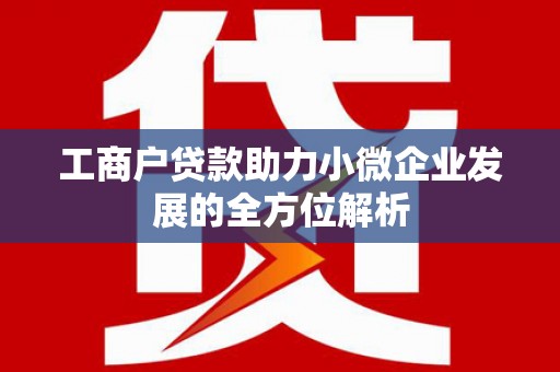 扶风工商户贷款助力小微企业发展的全方位解析