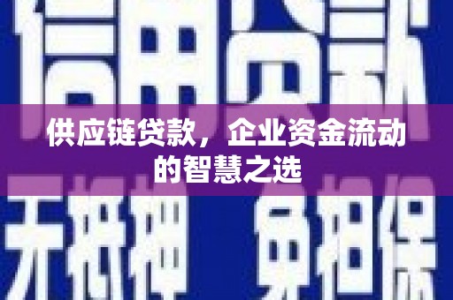 扶风供应链贷款，企业资金流动的智慧之选