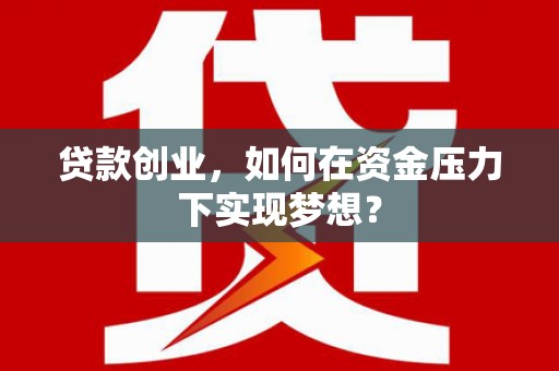 扶风贷款创业，如何在资金压力下实现梦想？