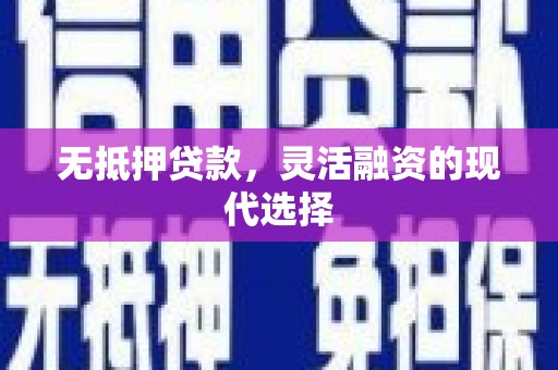 扶风无抵押贷款，灵活融资的现代选择