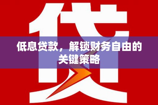 扶风低息贷款，解锁财务自由的关键策略