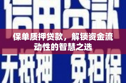 扶风保单质押贷款，解锁资金流动性的智慧之选